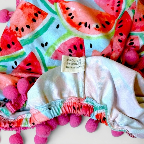 Clover Cottage Baby Boutique Watermelon Pom Pom Baby Girls Romper 0-6M NWOT - Picture 6 of 7